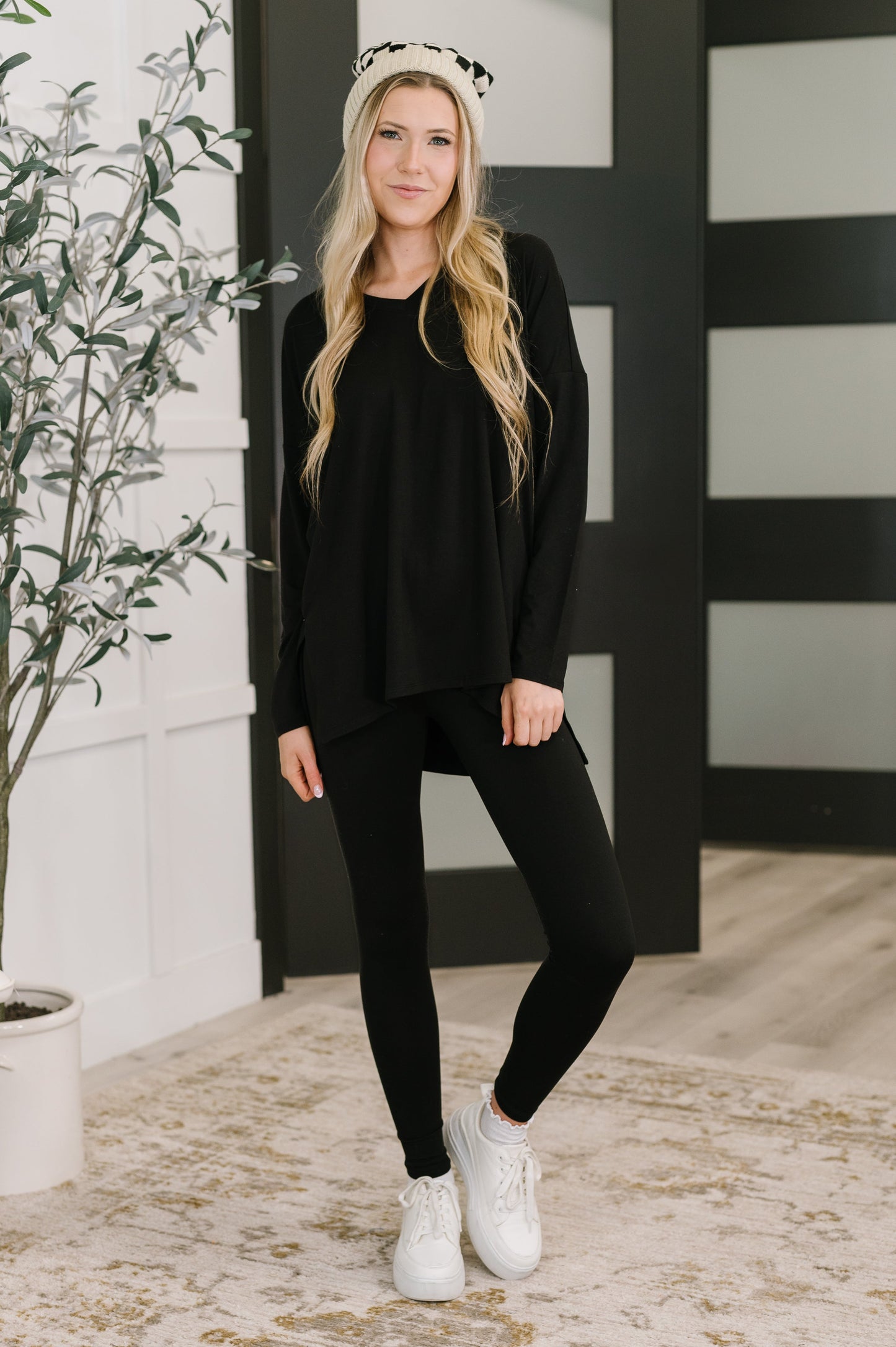 Zenana Check the Weather Beanie in Bone