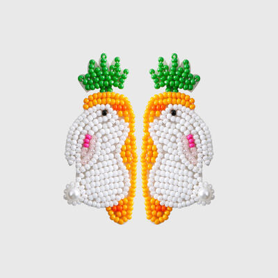Stainless Steel Beaded Rabbit Earrings