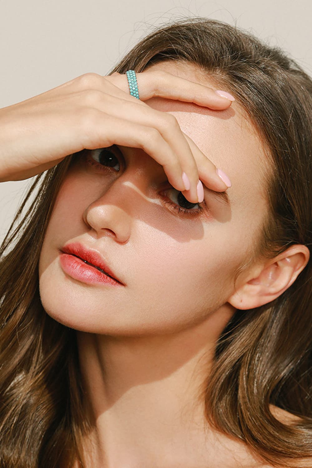 925 Sterling Sliver Triple Row Artificial Turquoise Ring