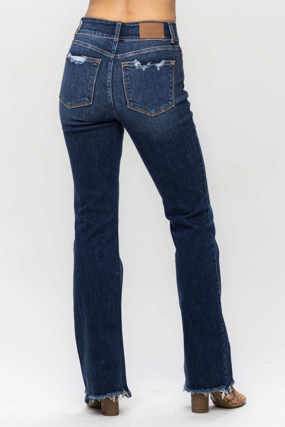 Judy Blue Full Size Frayed Hem Trisha Bootcut Jeans