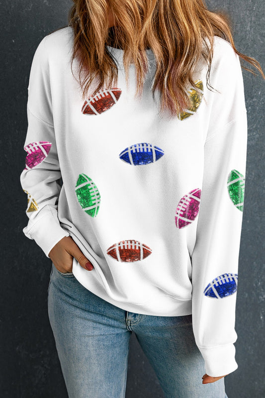 Football Round Neck Long Sleeve Sweatshirt