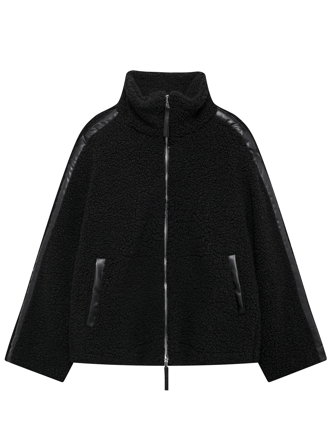 Zip Up Turtleneck Long Sleeve Plush Jacket