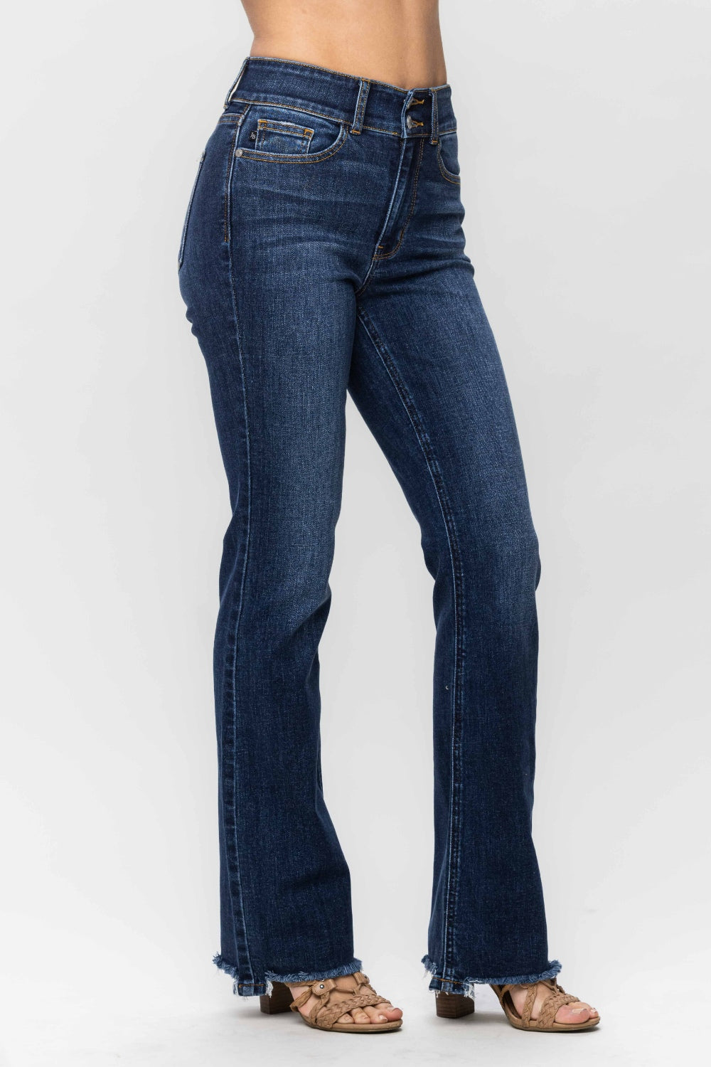 Judy Blue Full Size Frayed Hem Trisha Bootcut Jeans