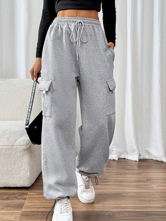 Perfee Drawstring Elastic Waist Joggers with Pockets