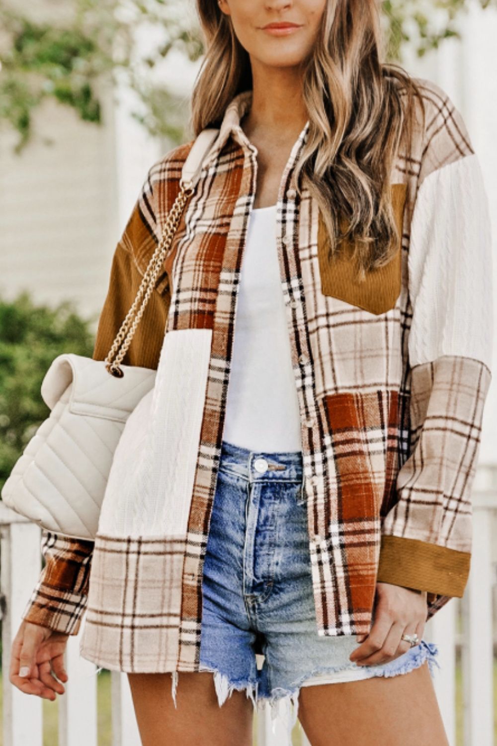 Plaid Button Up Long Sleeve Shacket