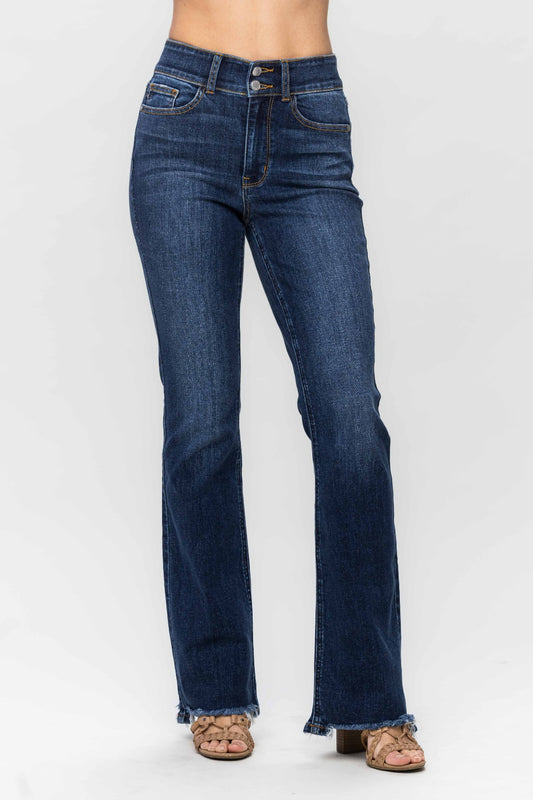 Judy Blue Full Size Frayed Hem Trisha Bootcut Jeans