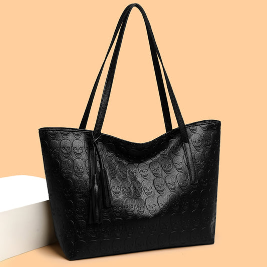 Skeleton Pattern PU Leather Tote Bag