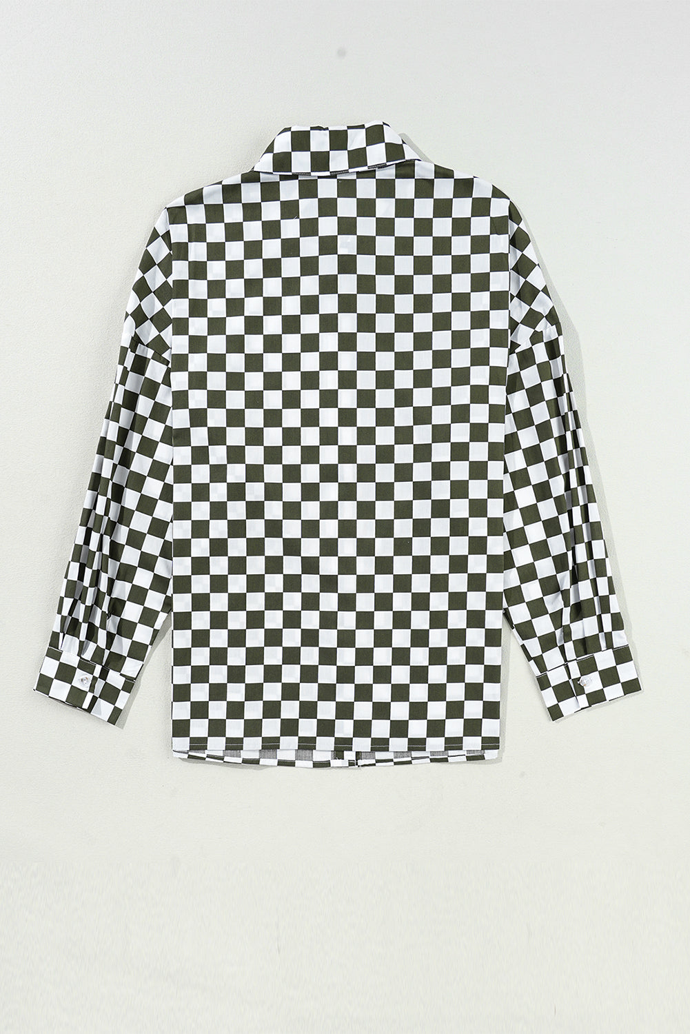 Checkered Collared Neck Long Sleeve Shirt