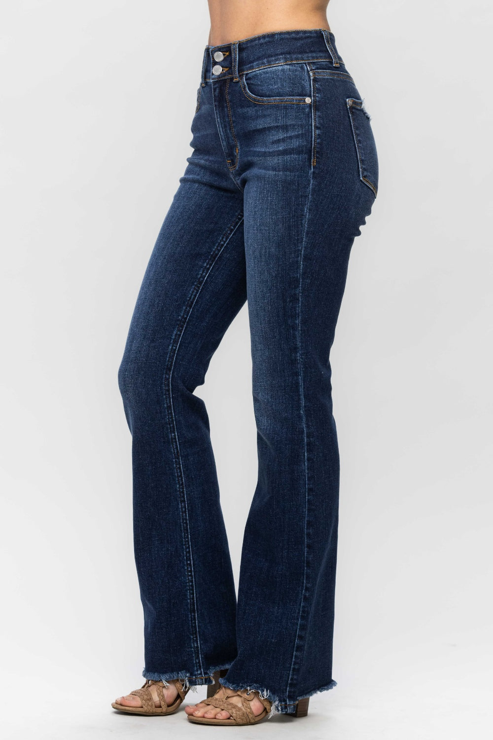 Judy Blue Full Size Frayed Hem Trisha Bootcut Jeans