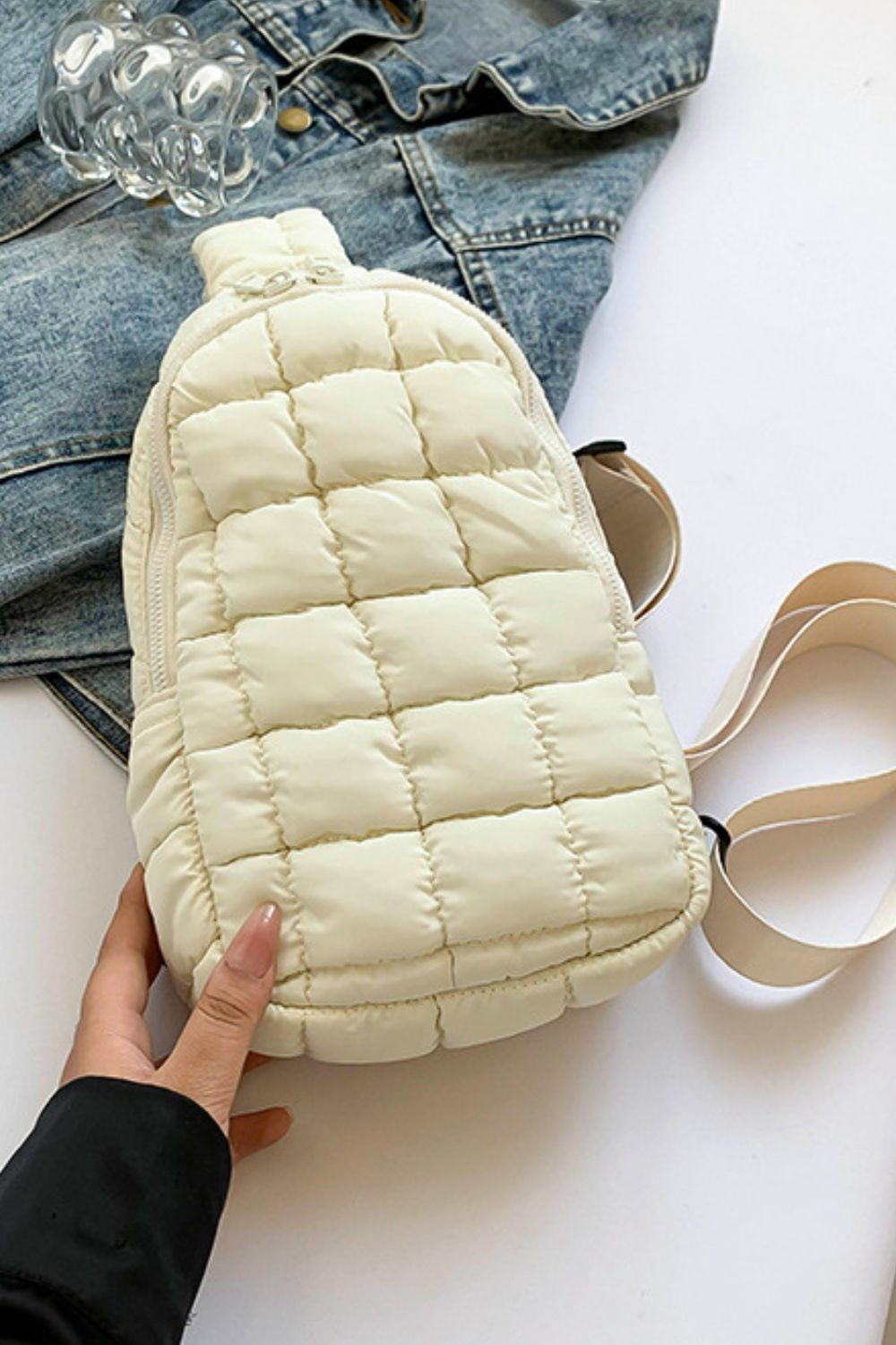 Quilted Nylon Crossbody  Bag