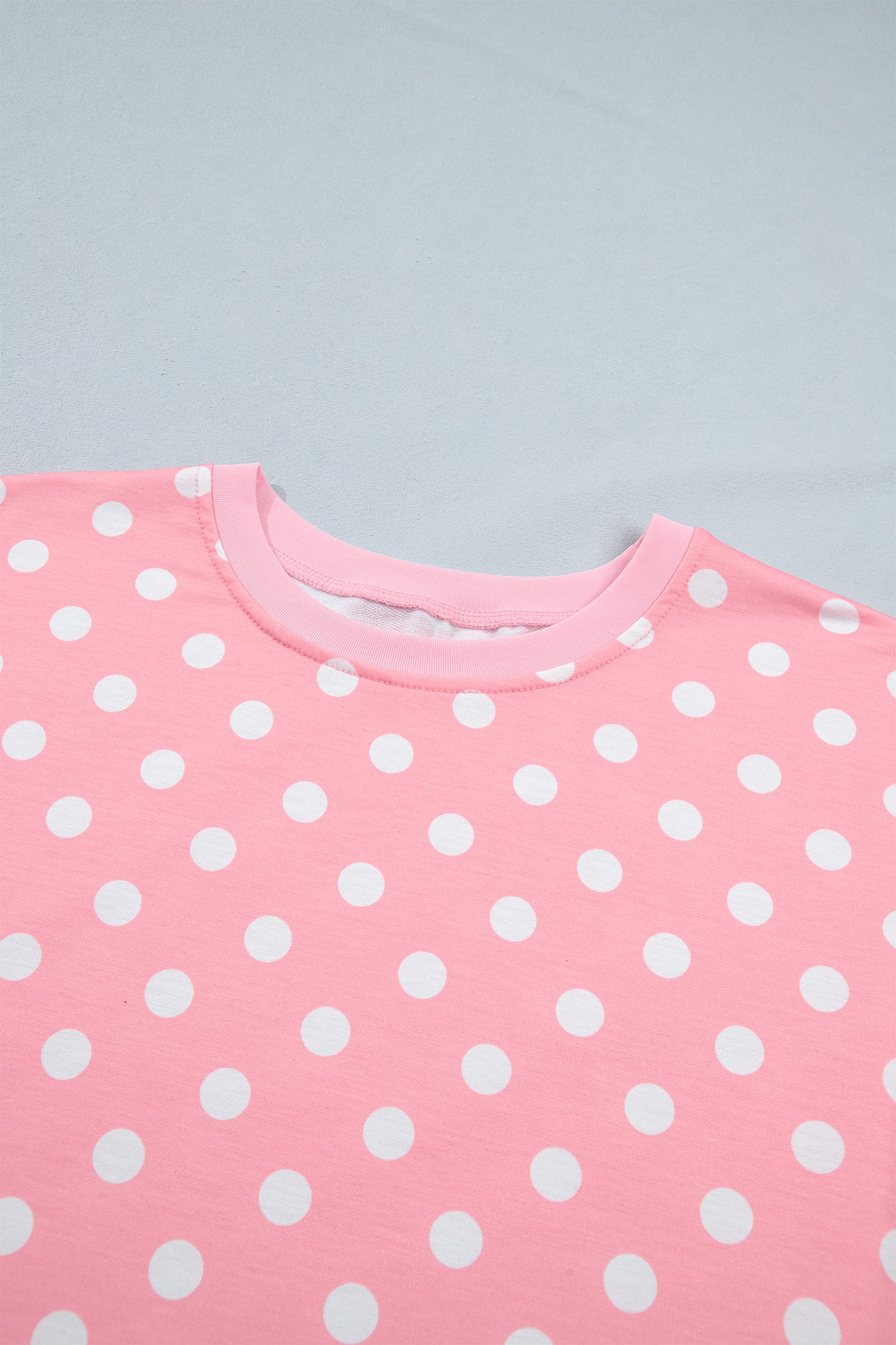 Pink Polka Dot Oversized Top Drawstring Short Set