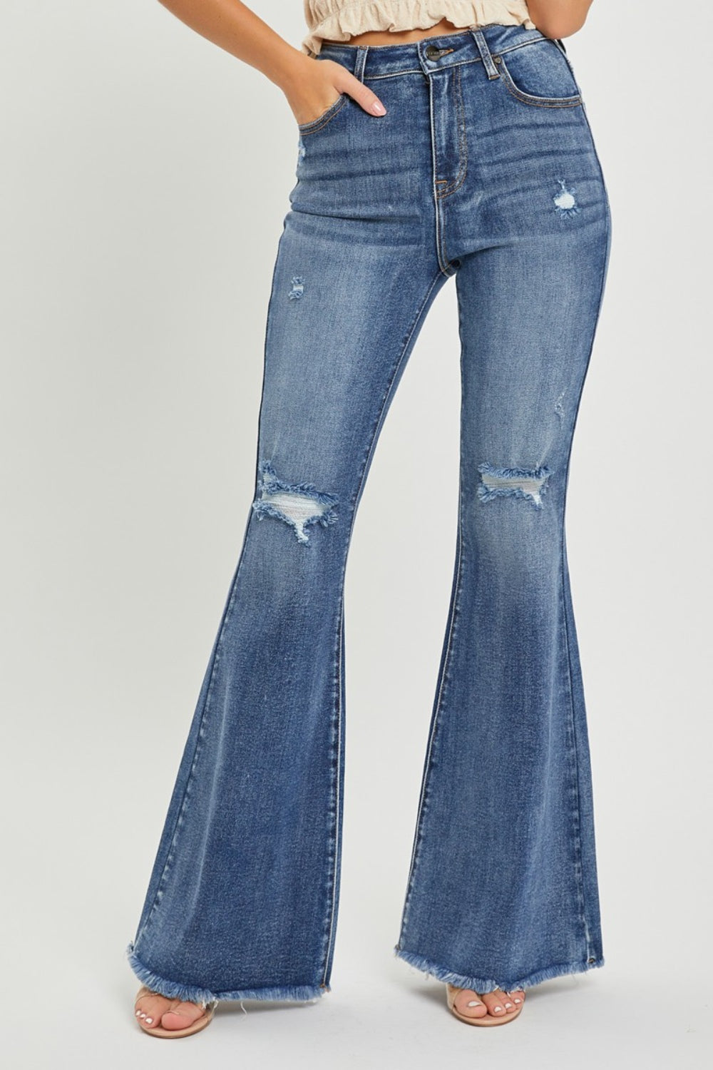 RISEN High Waist Distressed Fare Jeans