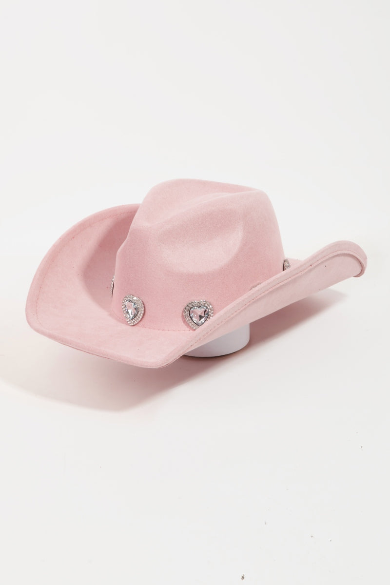 Fame Rhinestone Pave Heart Cowboy Hat