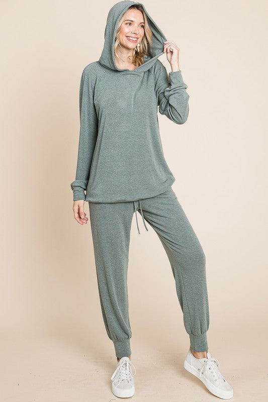 Super Lady Full Size Long Sleeve Hoodie and Tied Pants Set