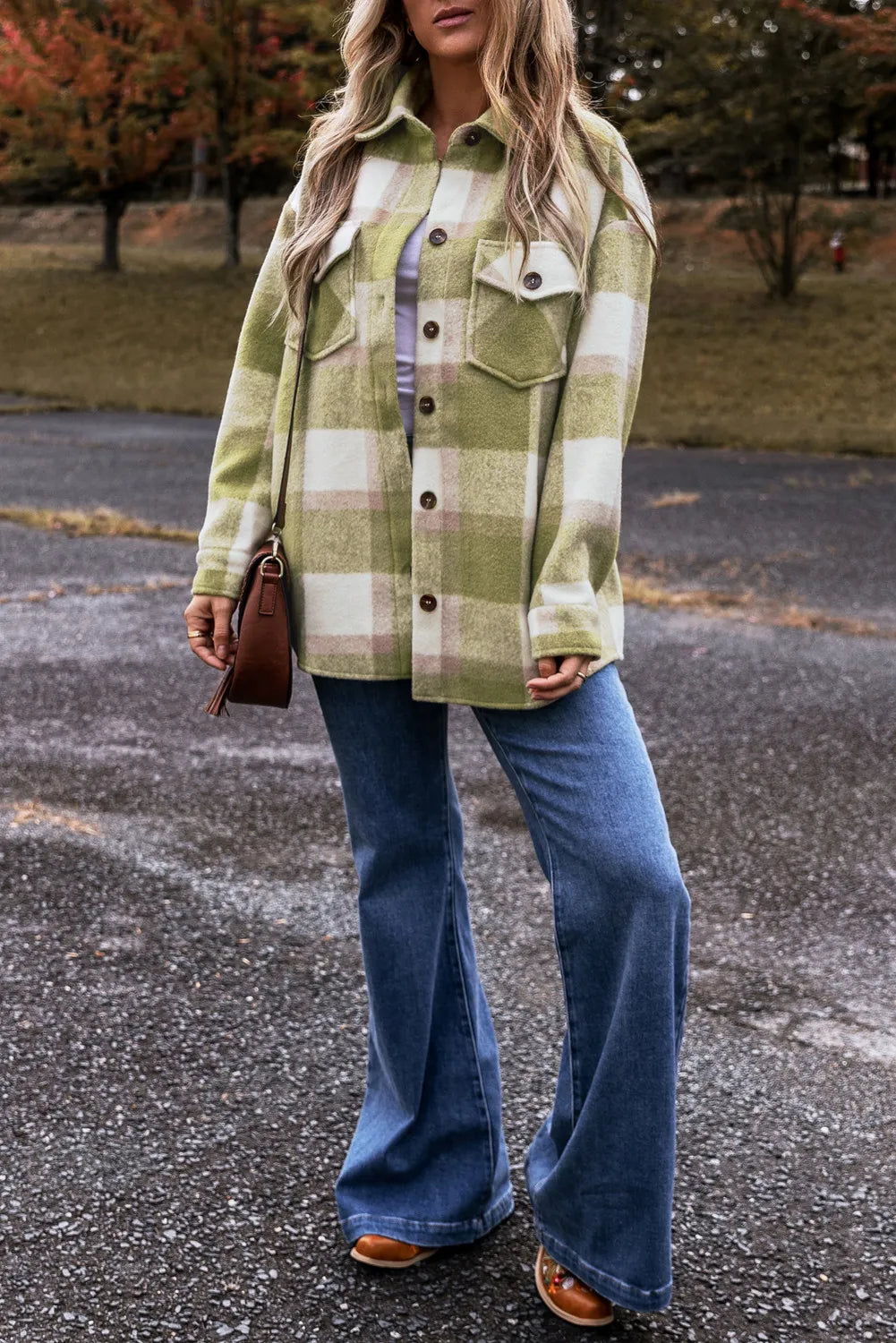 Plaid Button Up Long Sleeve Jacket