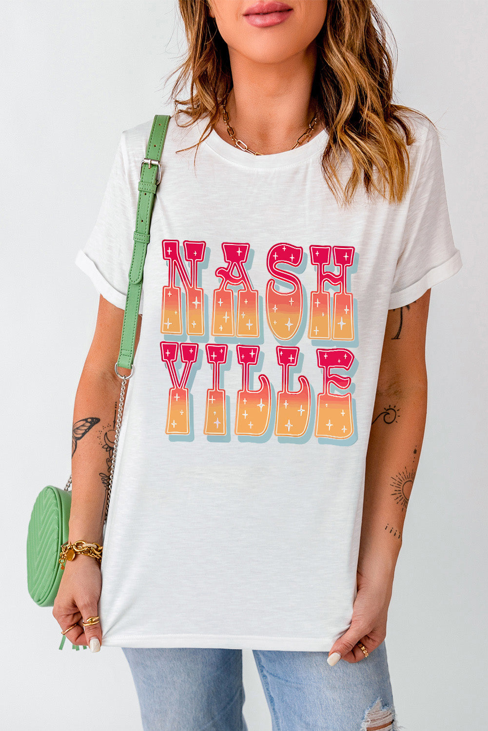 Letter Graphic Round Neck Short Sleeve T-Shirt