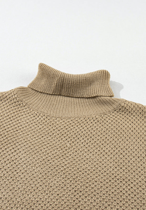 Solid Color Turtleneck Short Sleeve Sweater