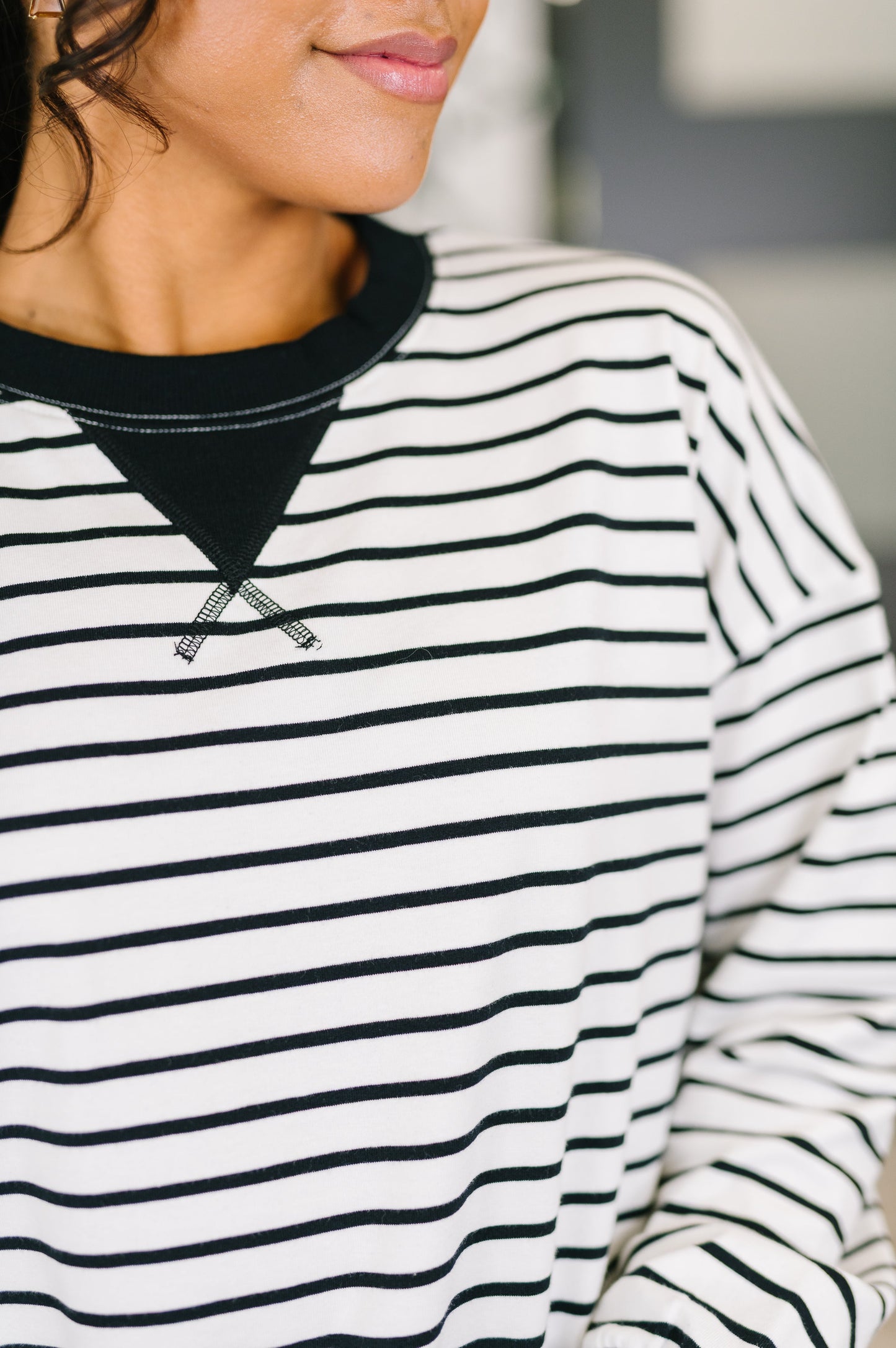 Zenana Almost Therapeutic Drop Shoulder Pullover in White and Black