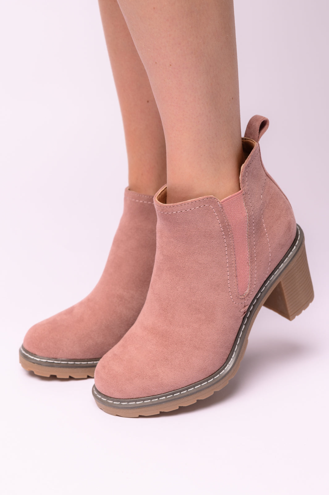 Corky's Bootie in Blush Faux Suede