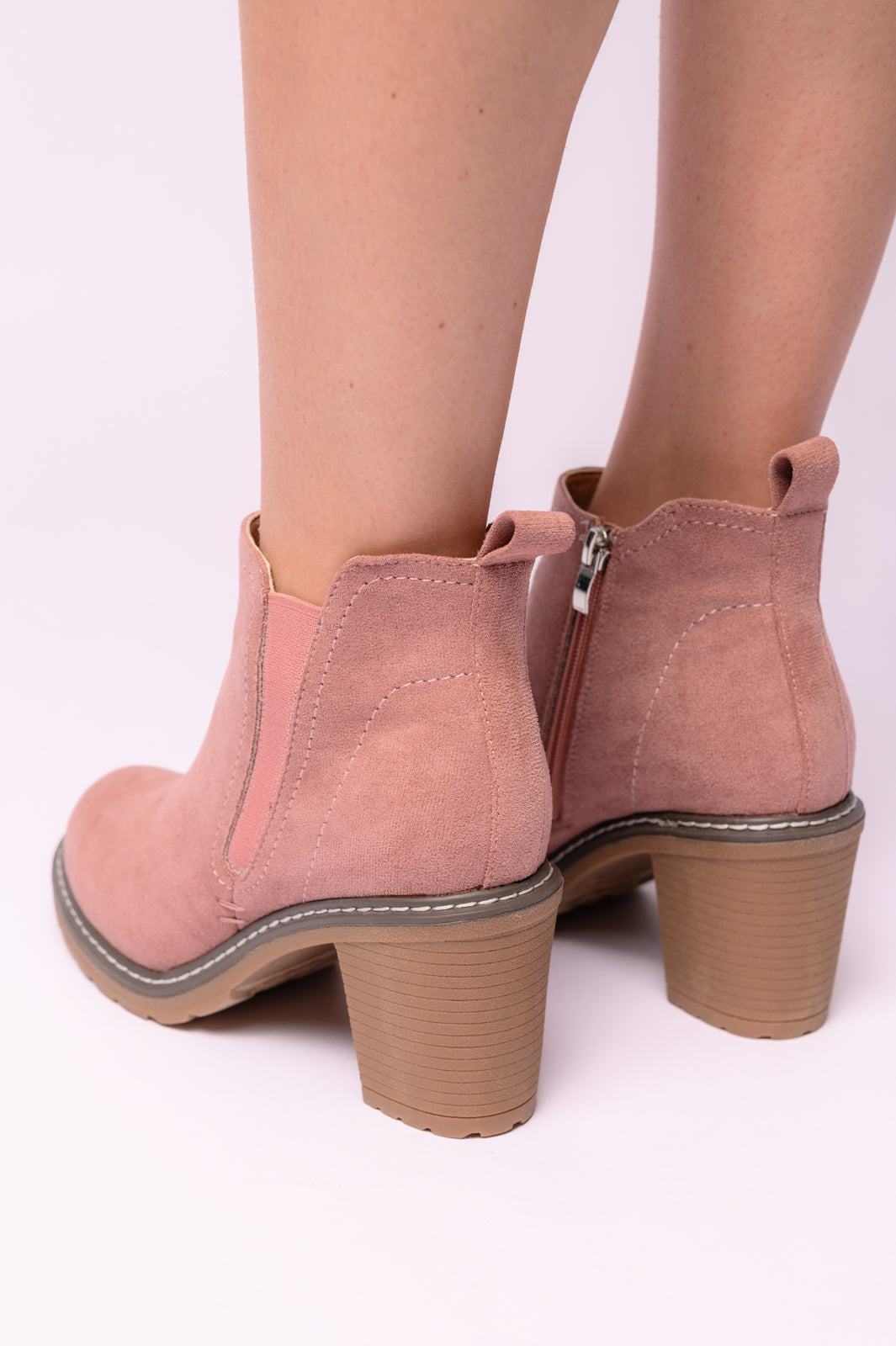 Corky's Bootie in Blush Faux Suede