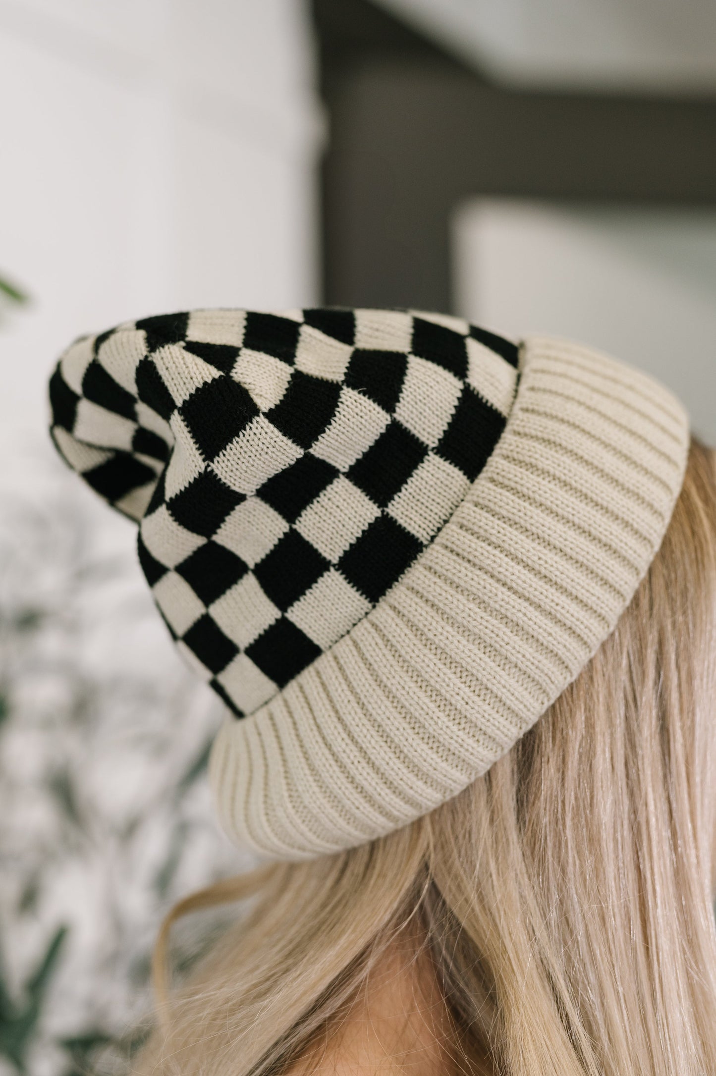 Zenana Check the Weather Beanie in Bone