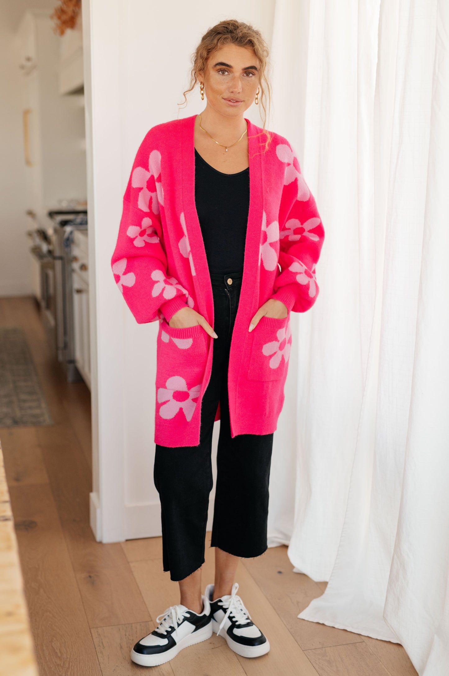 Jodifl Enough Anyways Floral Cardigan in Pink