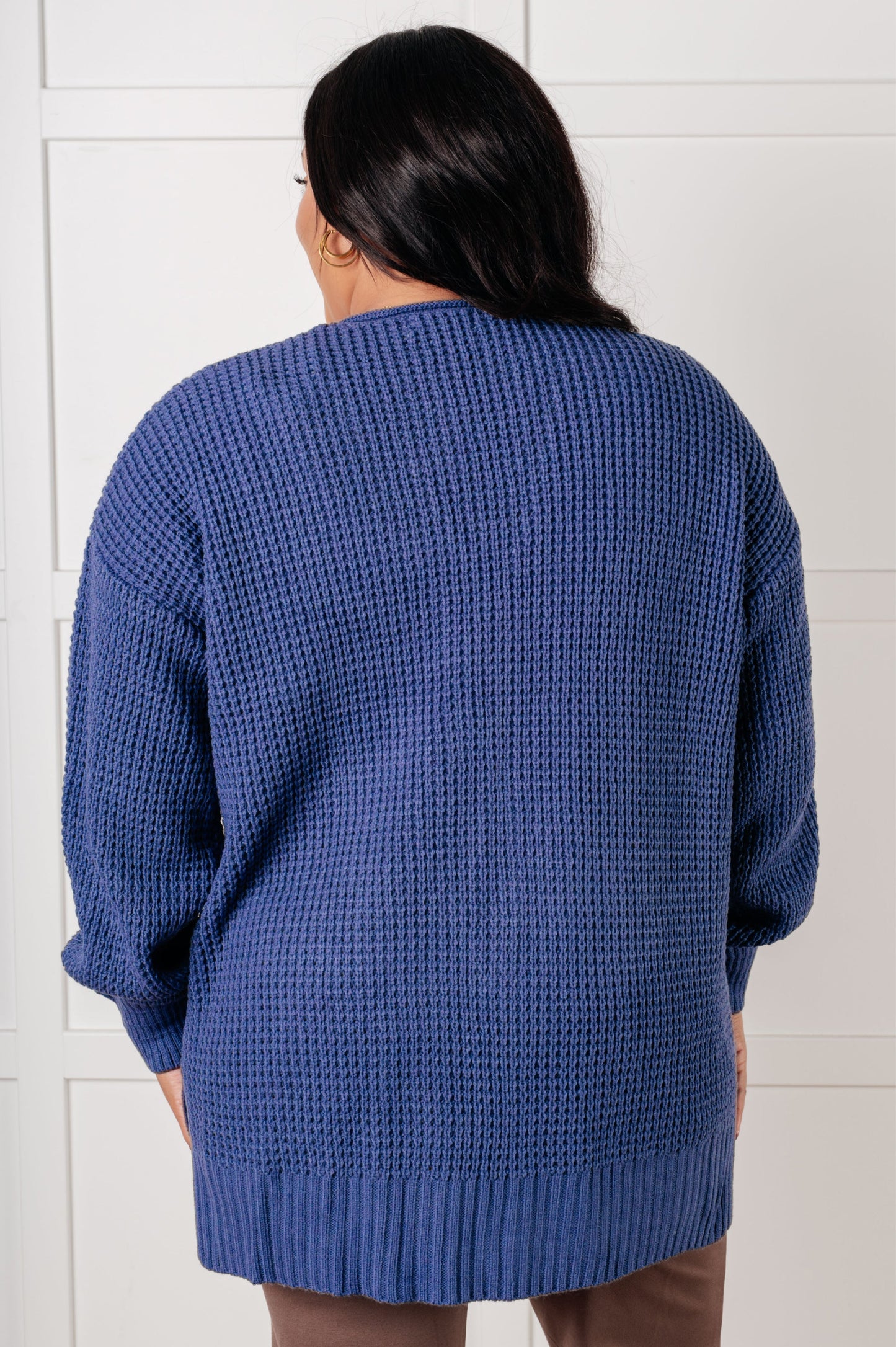 Zenana Everything Layer Waffle Knit Open Front Cardigan in Marlin