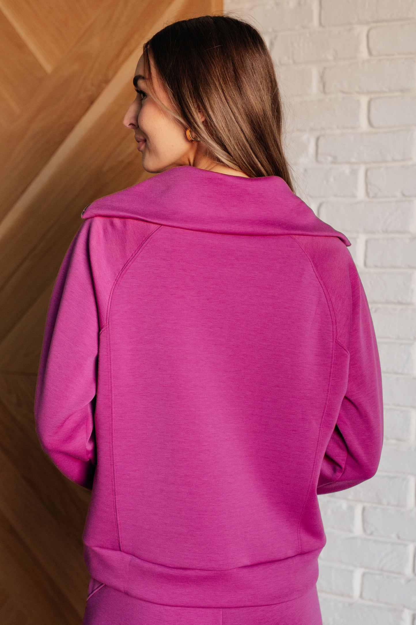 Dear Scarlett Hamptons Travel Half Zip Pullover in Magenta