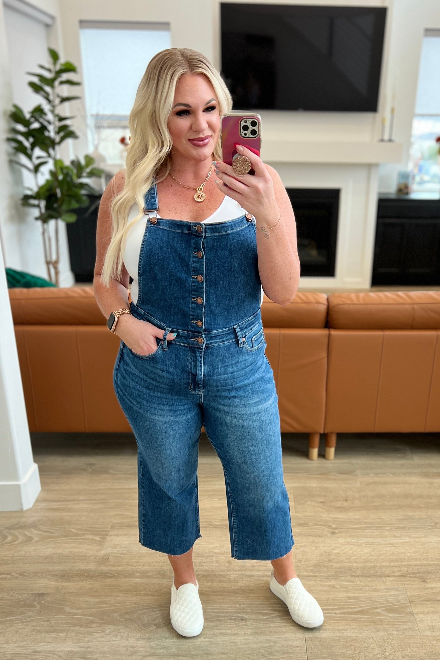 Judu Blue Priscilla High Rise Crop Wide Leg Denim Overalls