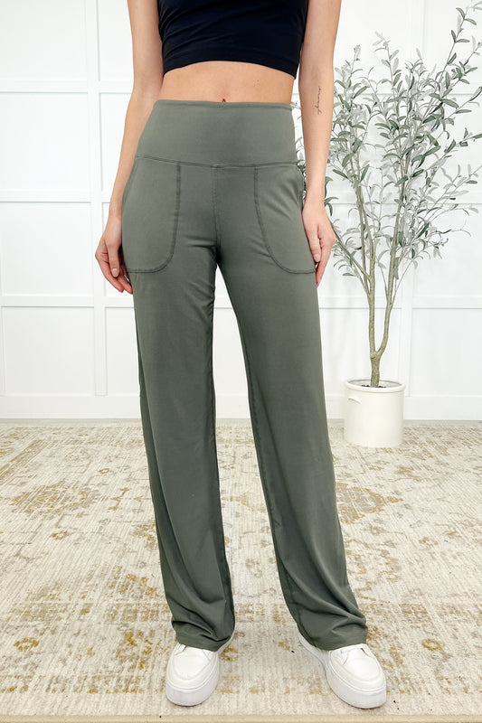 Leg Day Legends Straight Leg Bottoms in Grey Sage