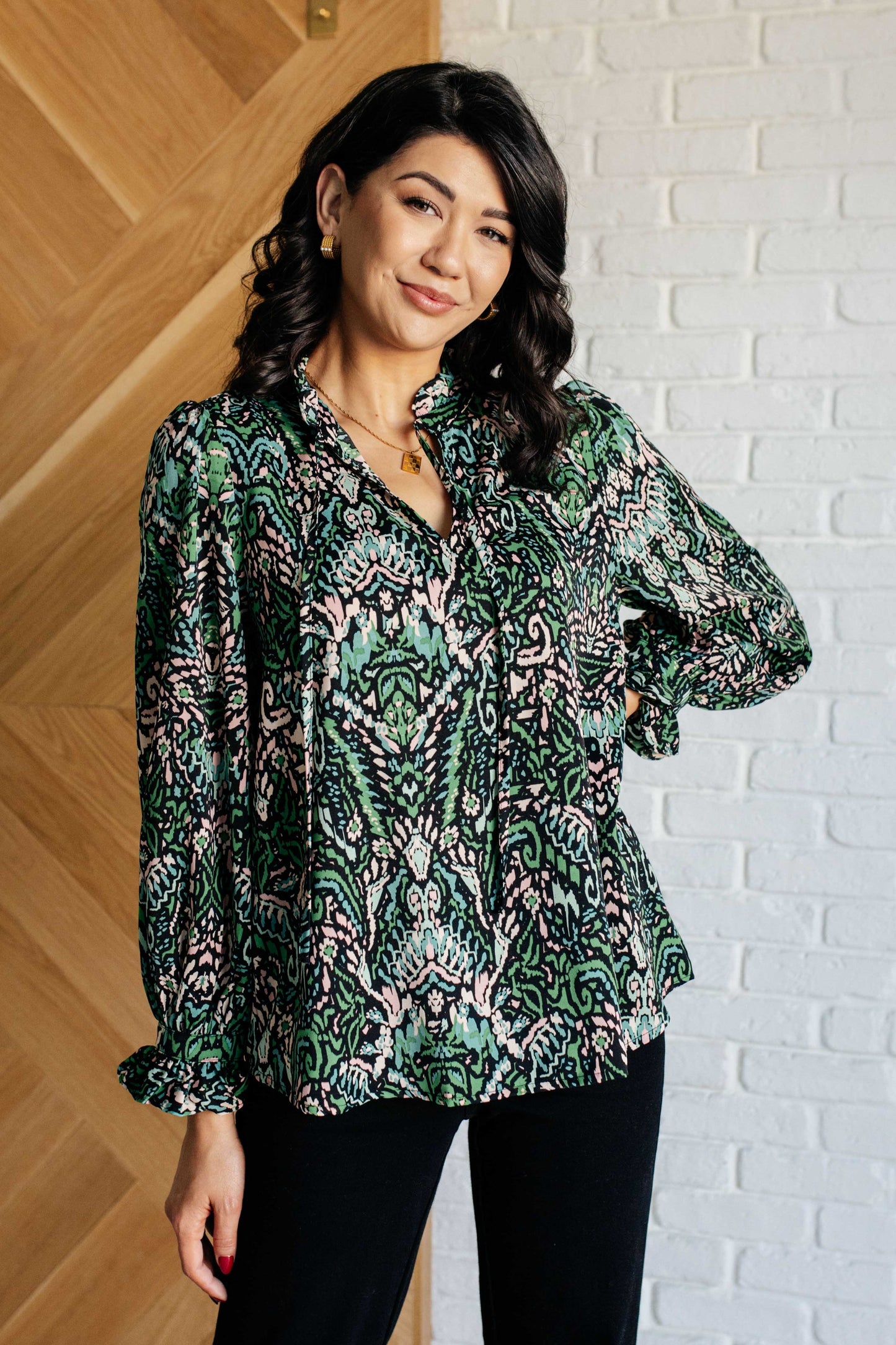 Jodifl Looking Out Damask Print Blouse