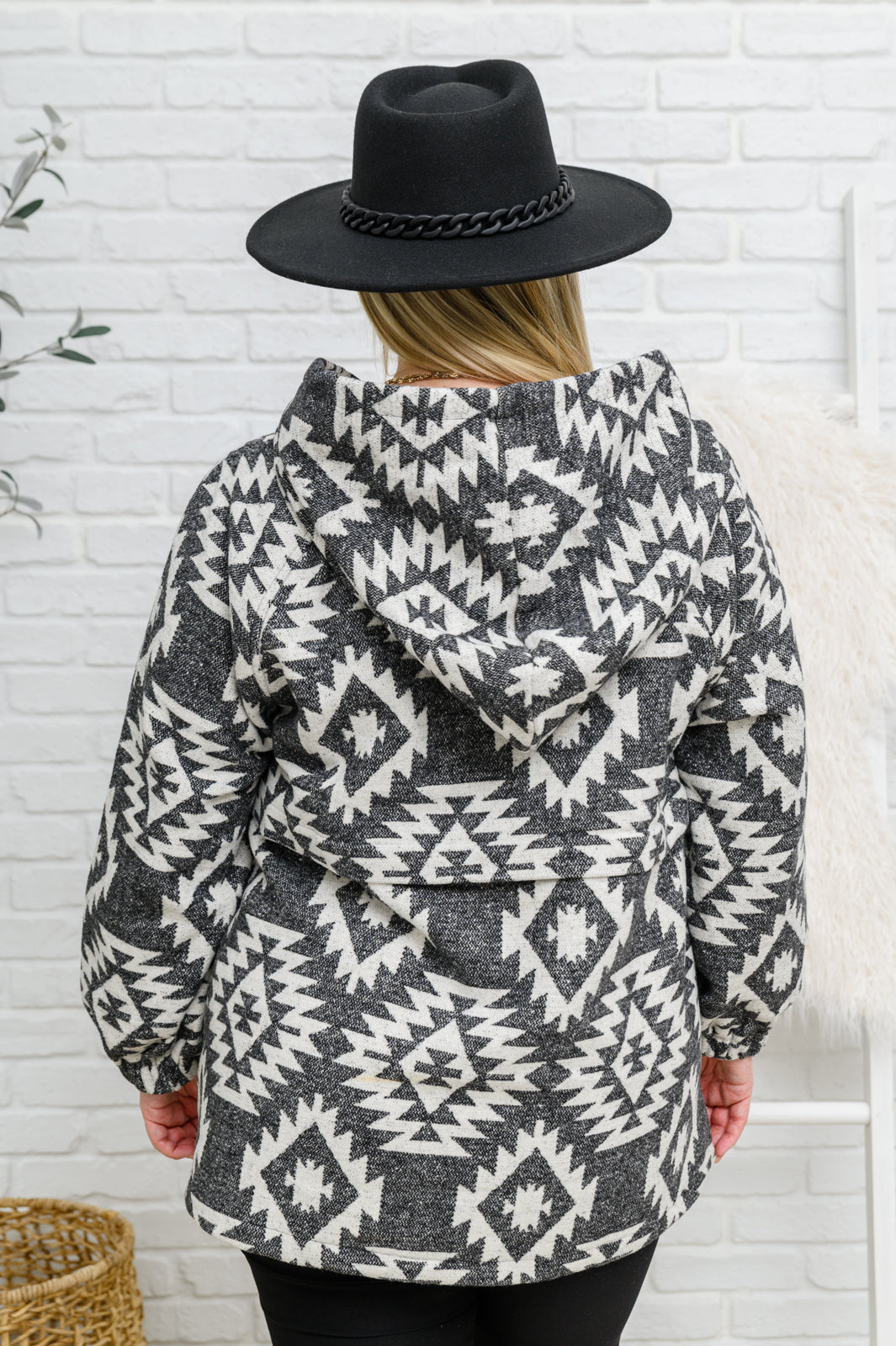 Jodifl Aztec Pullover Lounge Day Hoodie in Black & White