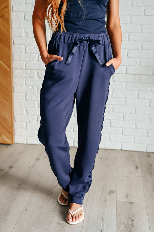 Lysa Satin Stripe Lounge Pants in Smoky Navy by Rae Mode