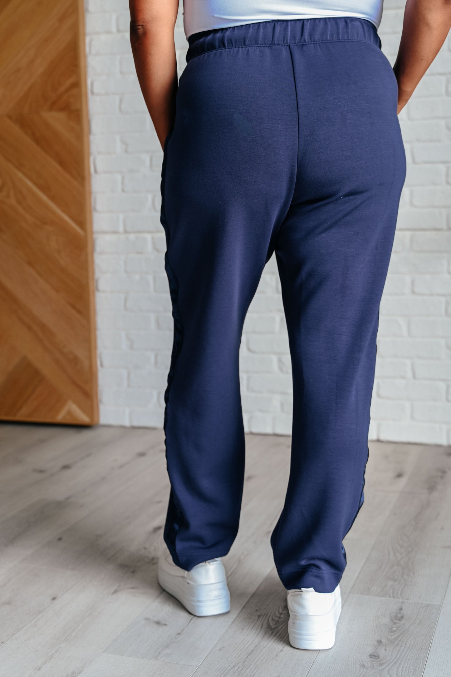 Lysa Satin Stripe Lounge Pants in Smoky Navy by Rae Mode