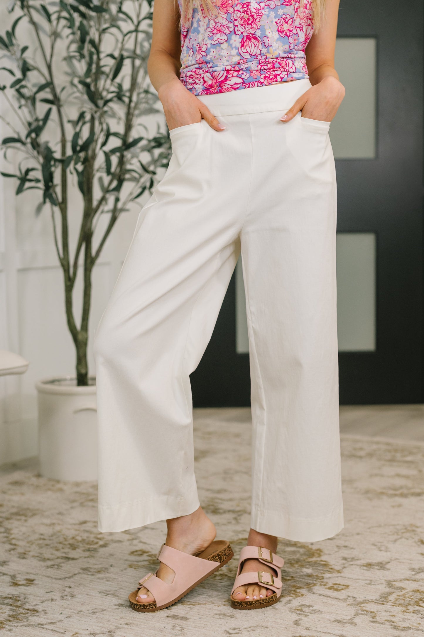 Dear Scarlett Only Pair High Waisted Wide Leg Bottoms in Off White