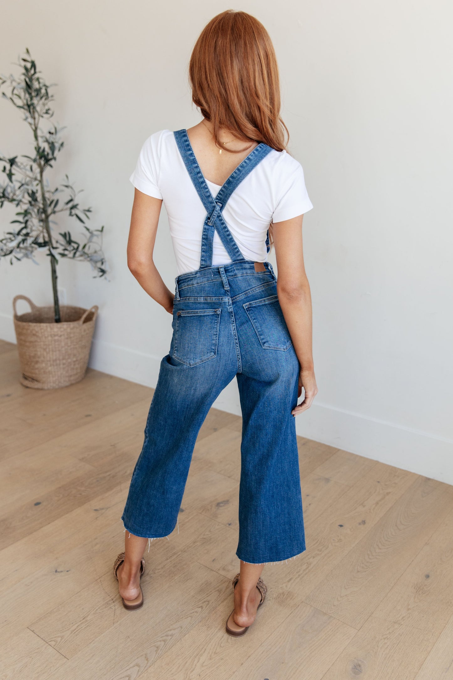 Judu Blue Priscilla High Rise Crop Wide Leg Denim Overalls