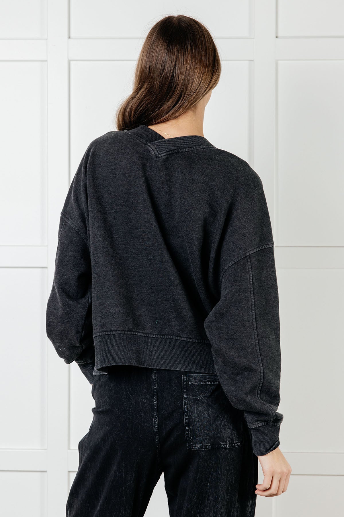 Rae Mode Rep Ready Mineral Wash French Terry Pullover in Black