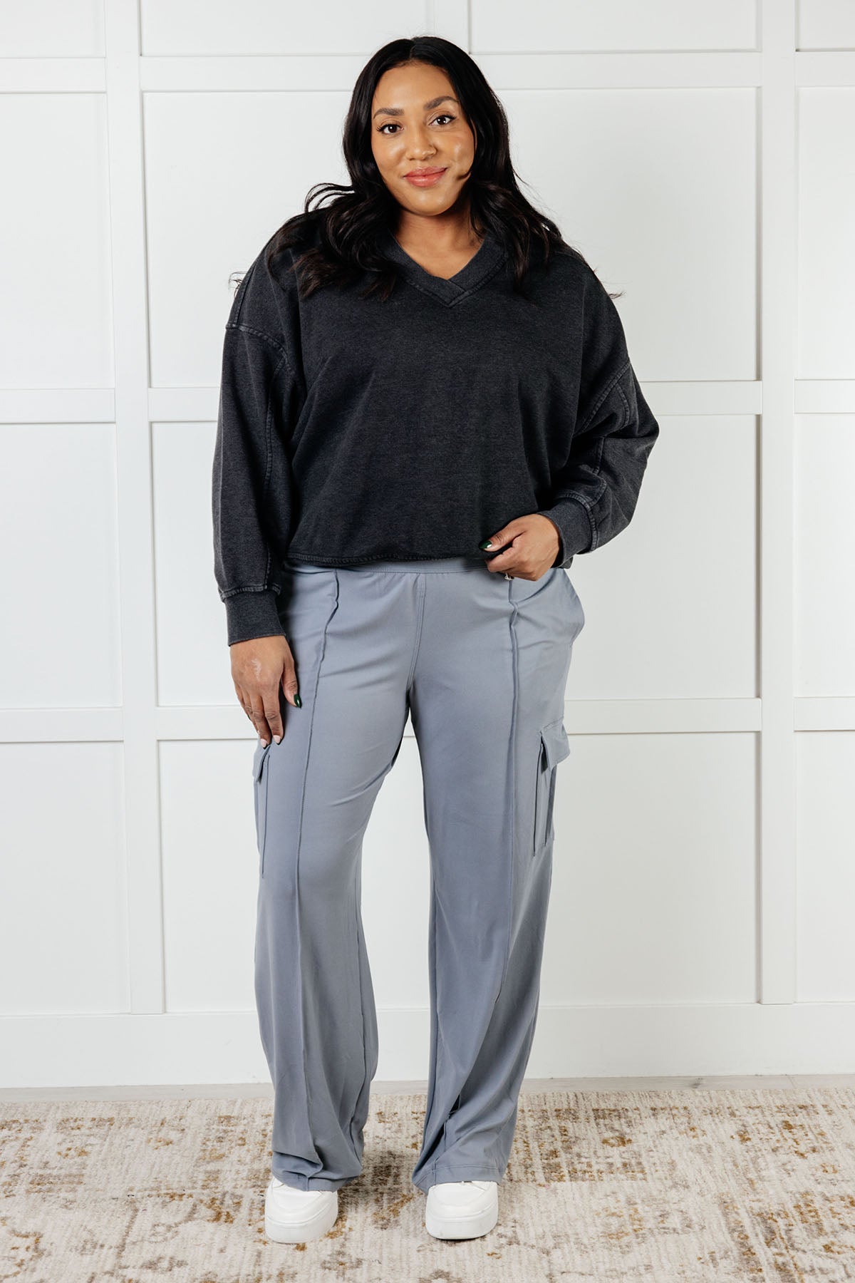Rae Mode Rep Ready Mineral Wash French Terry Pullover in Black