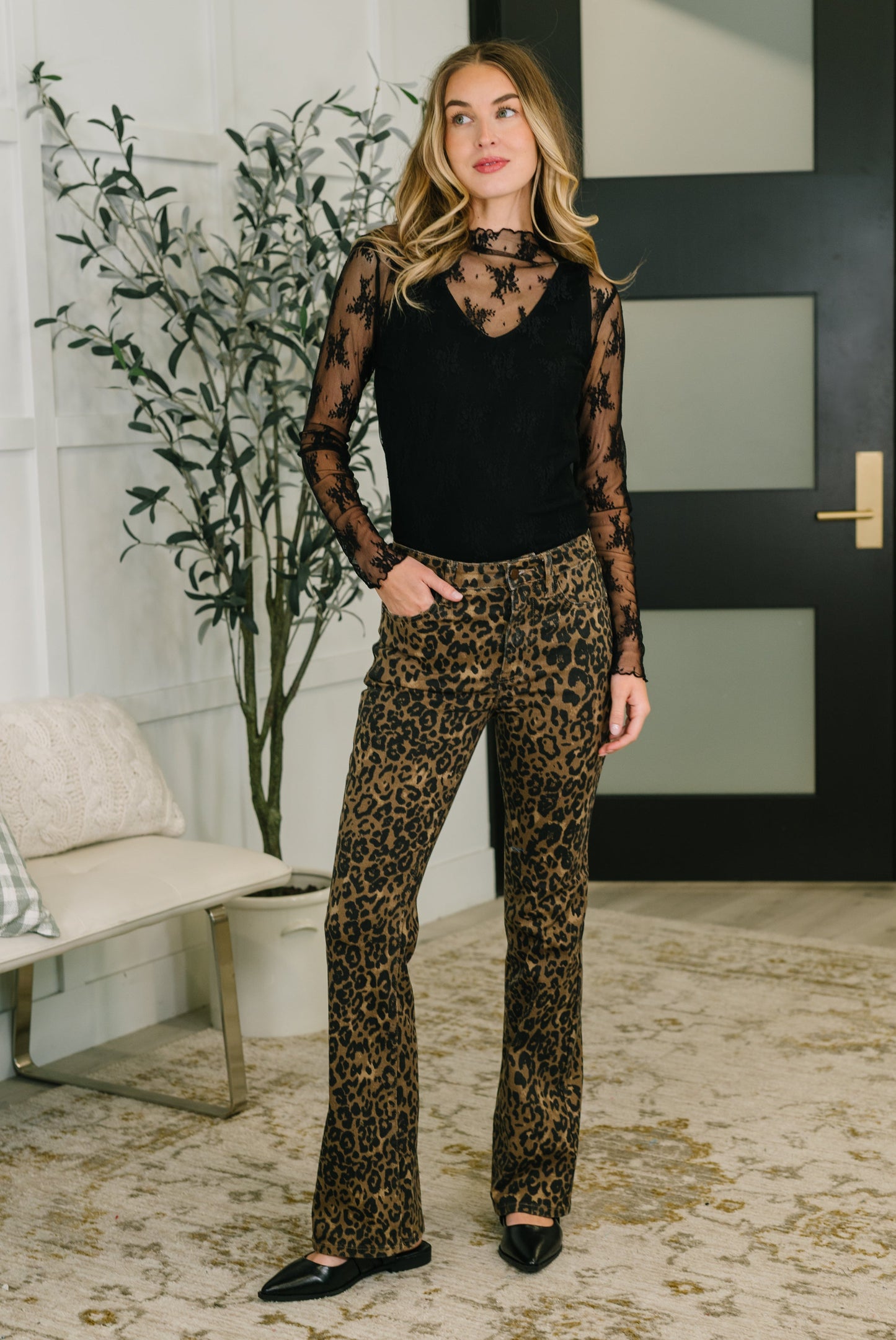 Judy Blue Roxy High Waist Bootcut Leopard Print