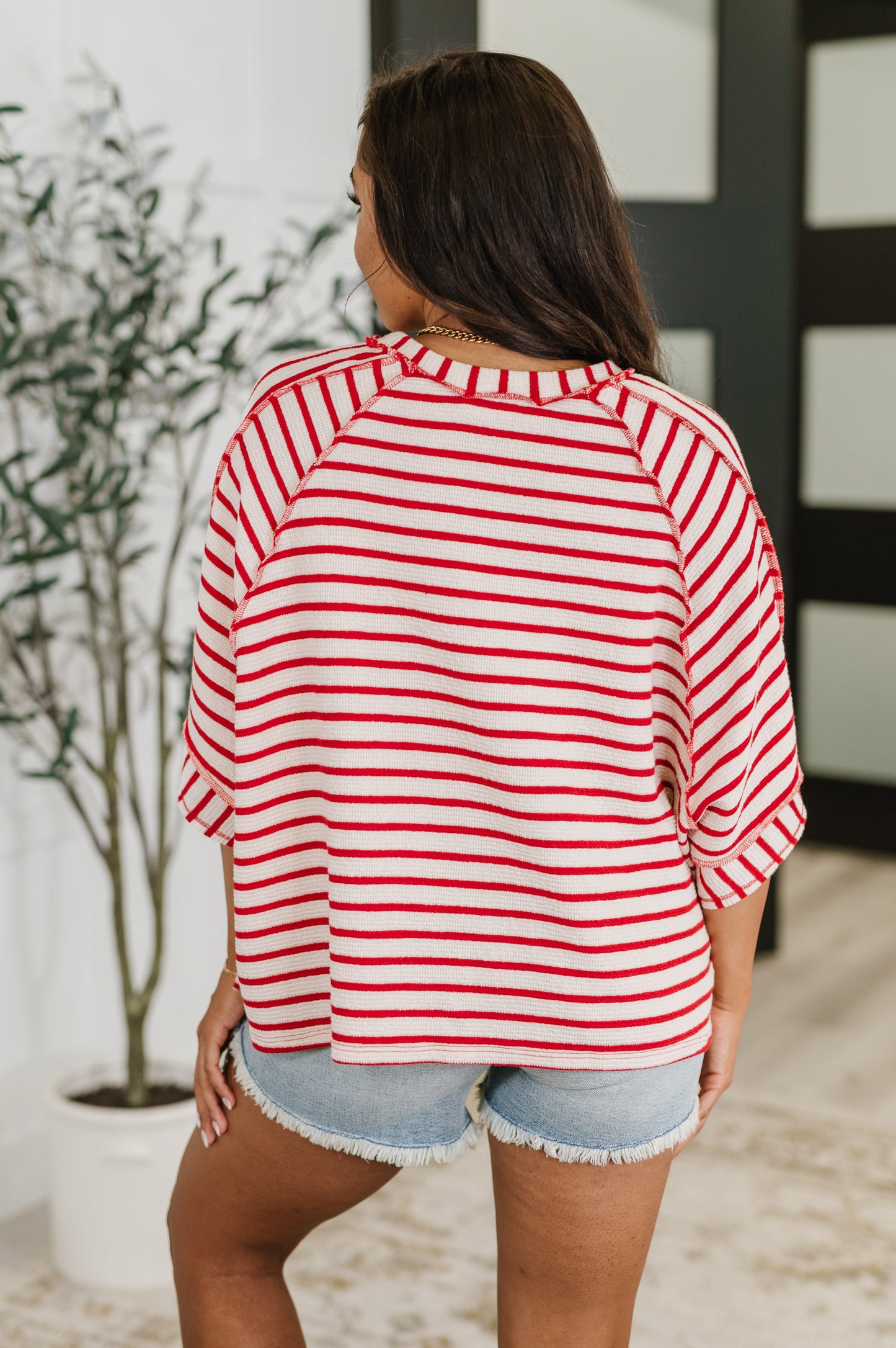 Haptics Sass in Session Relaxed Top in Cream Red