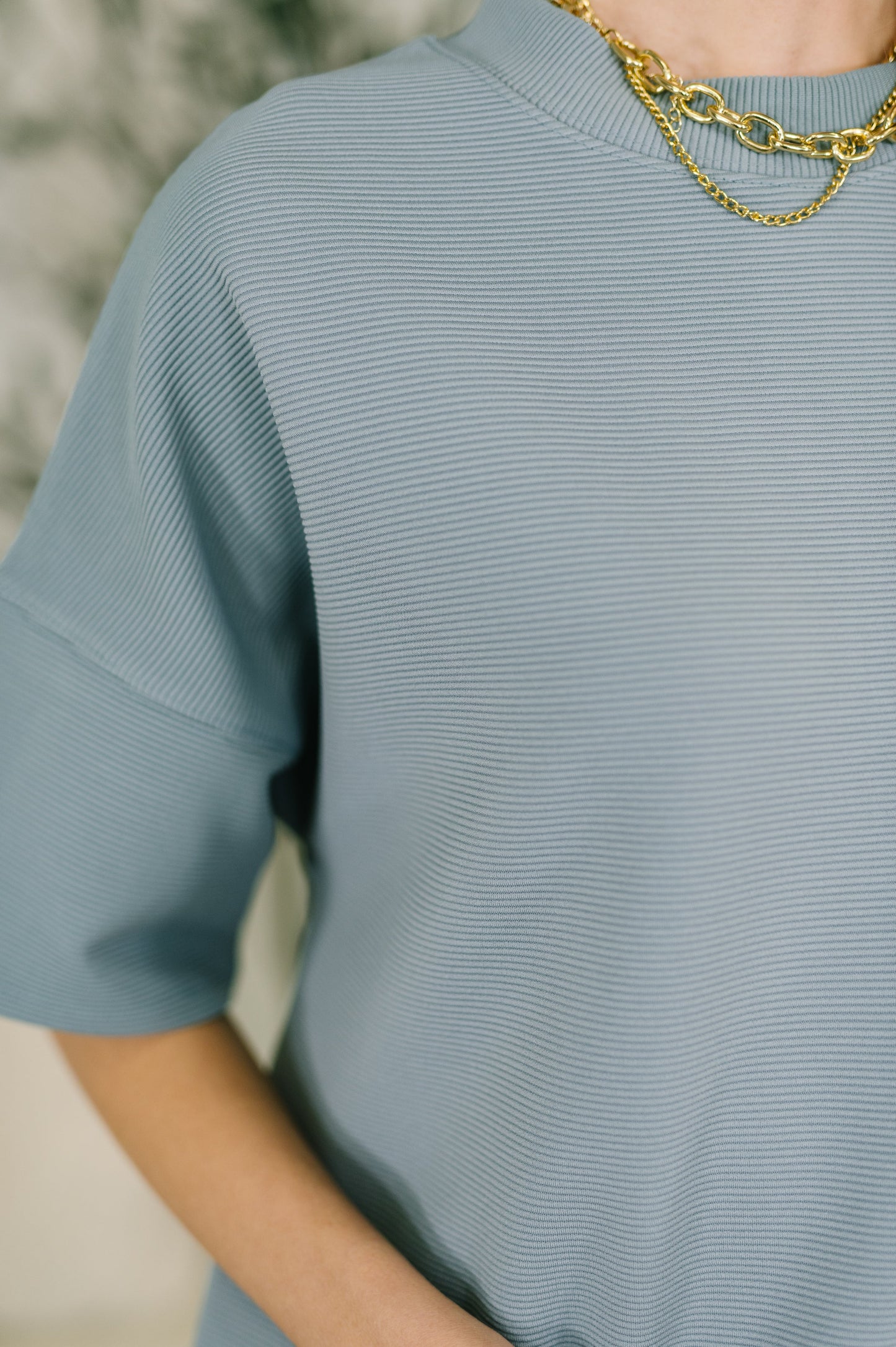 Zenana Sense of Clarity Boxy Top in Blue Grey