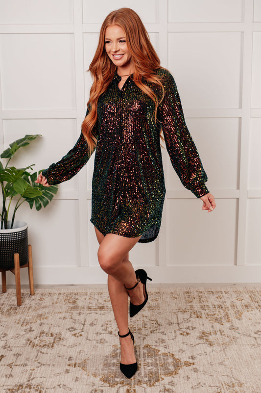 Jodifl Shimmering Splendor Sequin Shirt Dress