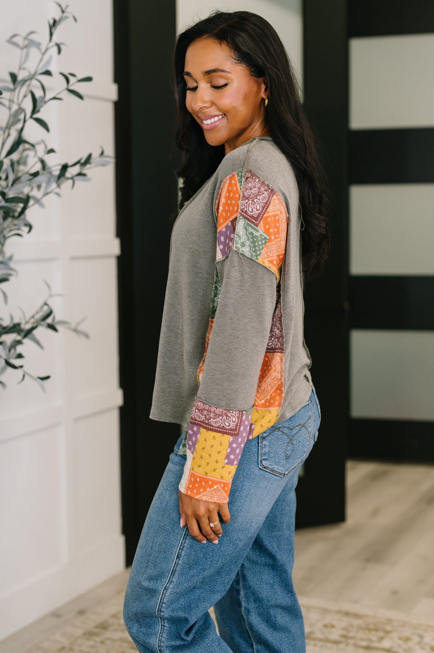 Sweet as Pie Color Block Relaxed Long Sleeve