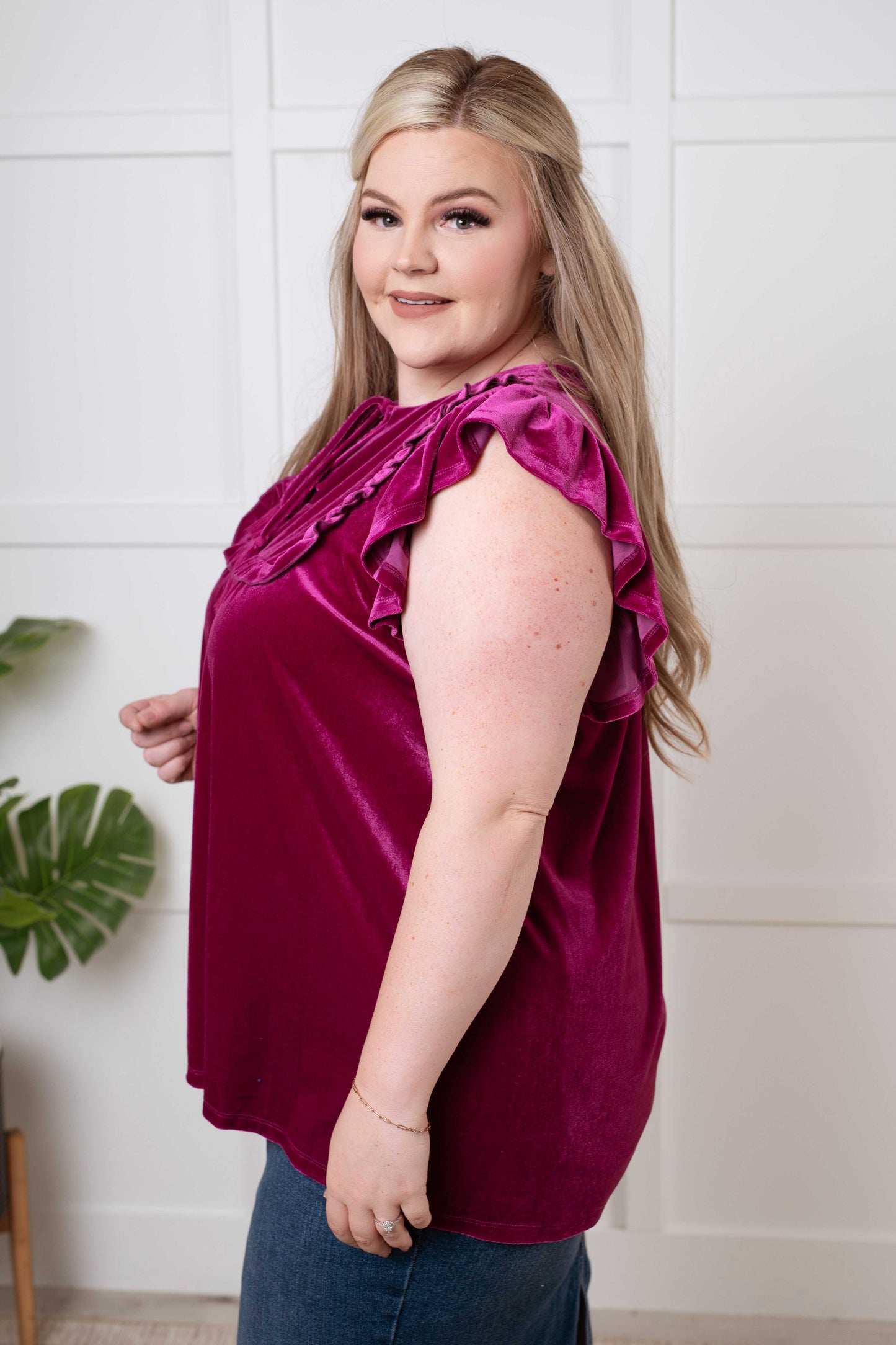 Jodifl Velveteen Queen Blouse in Magenta