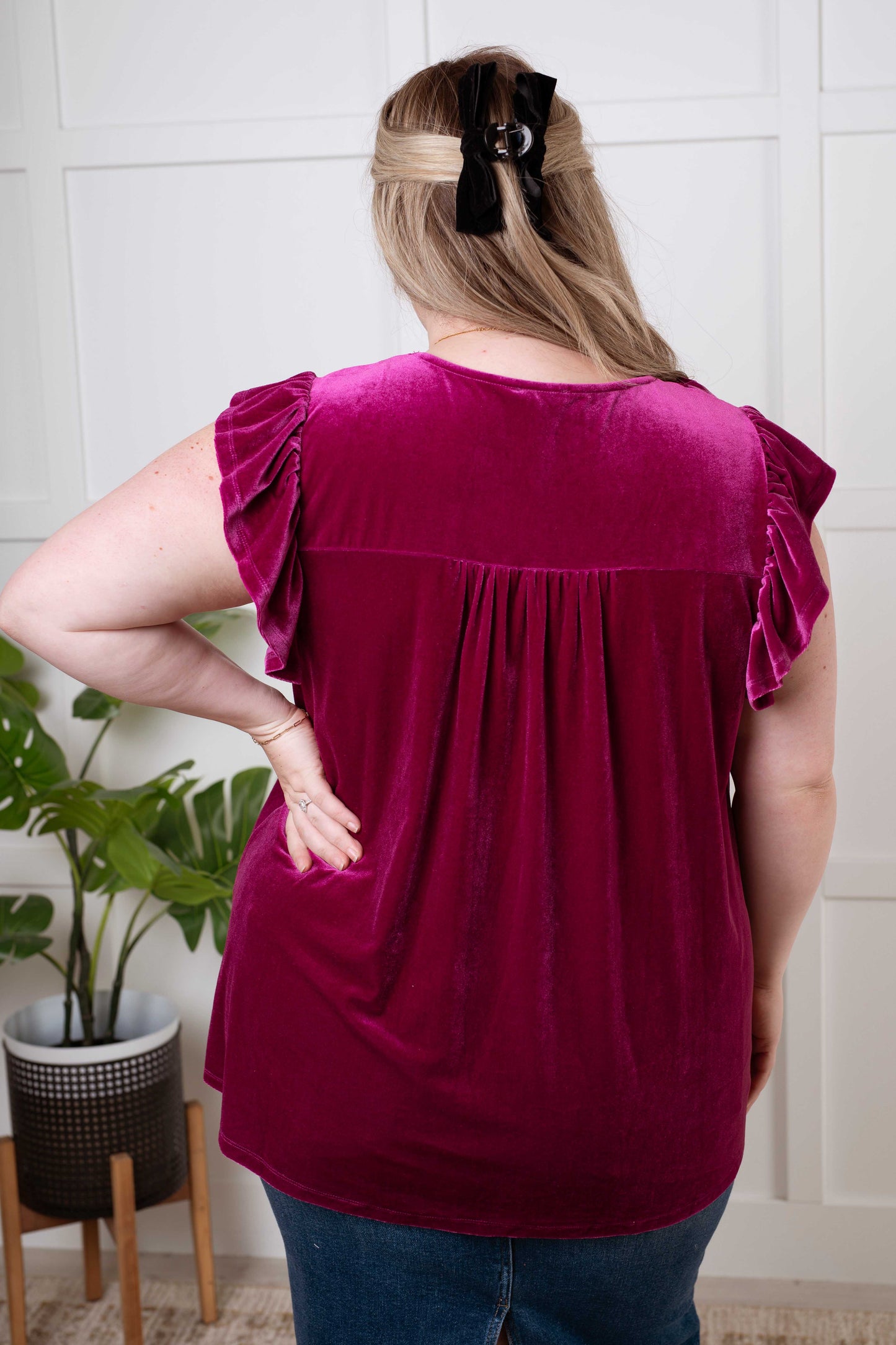 Jodifl Velveteen Queen Blouse in Magenta