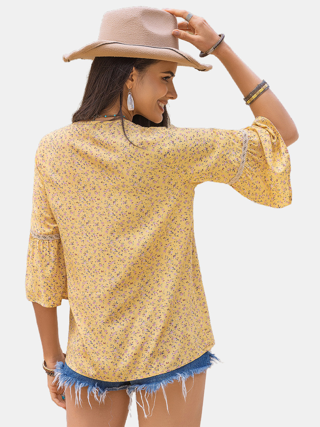 Ditsy Floral V-Neck Blouse