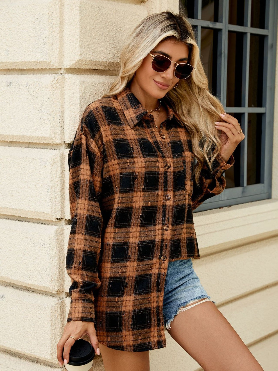 Plaid Button Up Long Sleeve Shirt