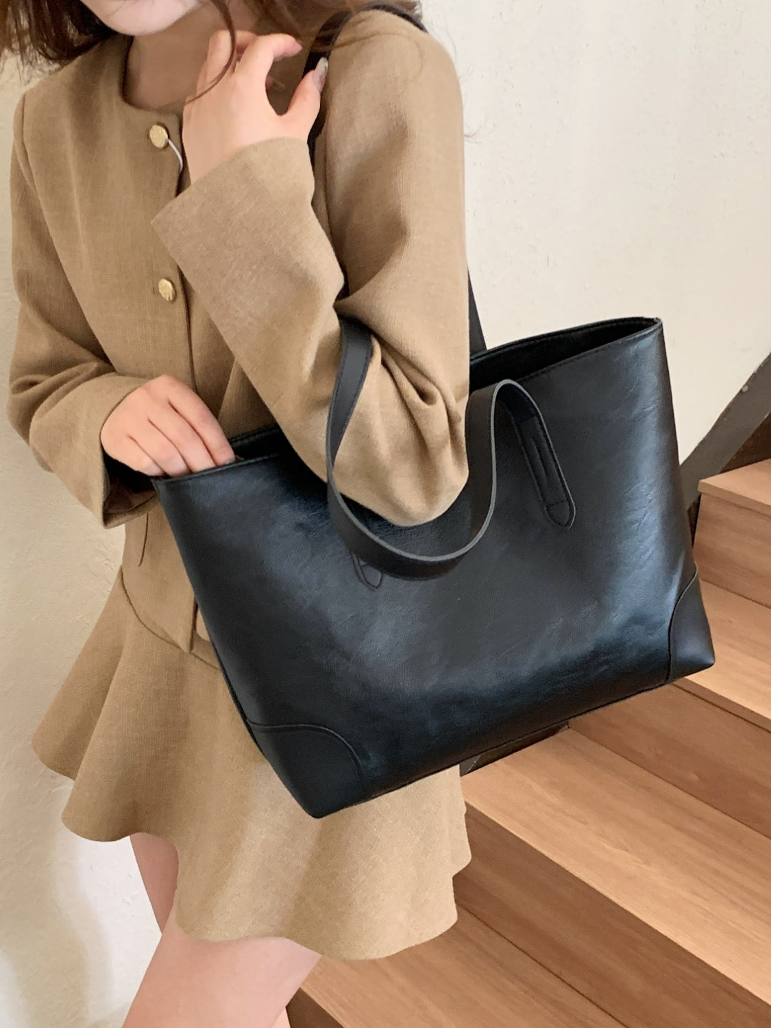 PU Leather Medium Tote Bag