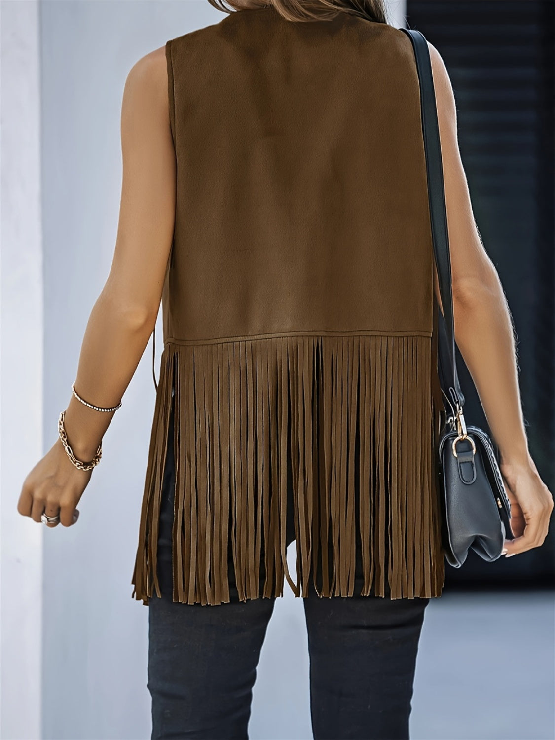 Fringe Open Front Vest Coat