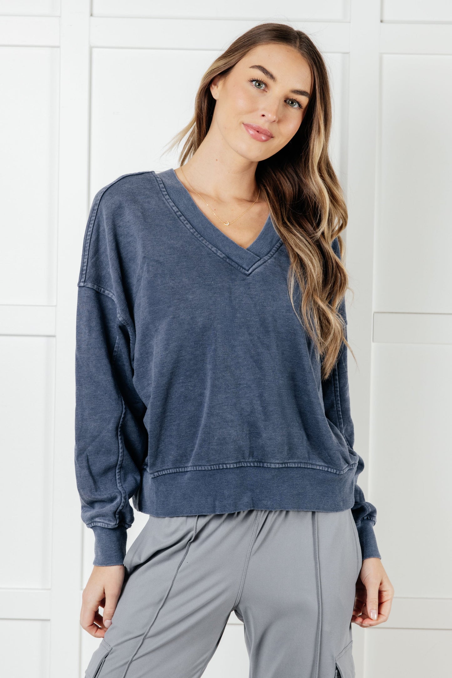 Rae Mode Rep Ready Mineral Wash French Terry Pullover in Blue